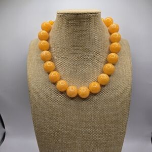 Hong Kong Marbled Orange Acrylic Chunky Necklace